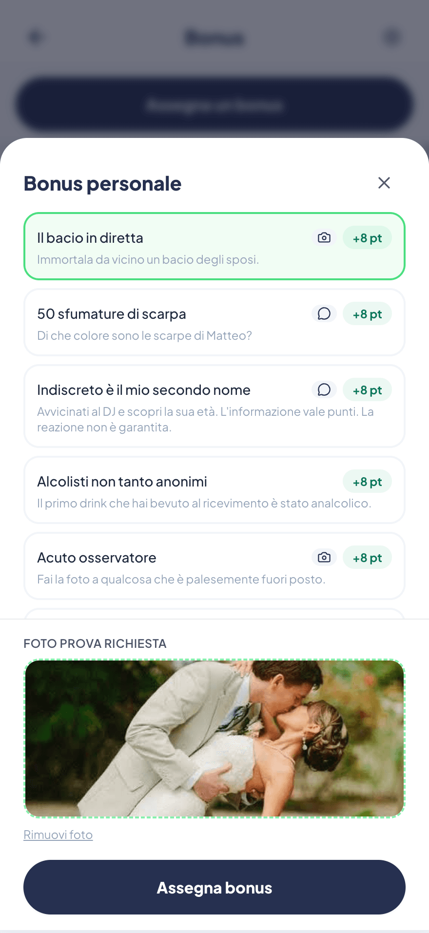 Schermata bonus / missioni